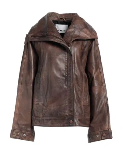 Remain Birger Christensen Woman Jacket Khaki Size 10 Lambskin In Beige