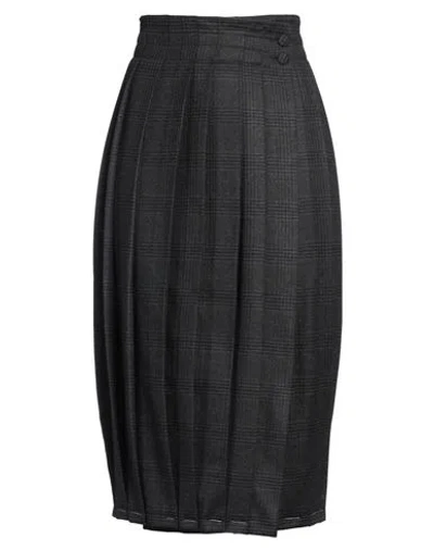 Remain Birger Christensen Woman Midi Skirt Charcoal Size 10 Wool, Polyamide In Black
