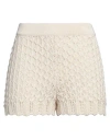 Remain Birger Christensen Woman Shorts & Bermuda Shorts Off White Size 10 Organic Cotton, Polyamide In Off White