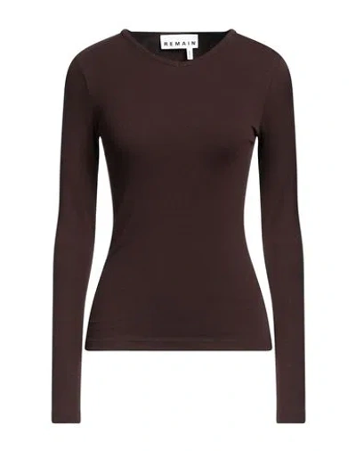 Remain Birger Christensen Woman T-shirt Cocoa Size 2 Cotton, Elastane In Brown