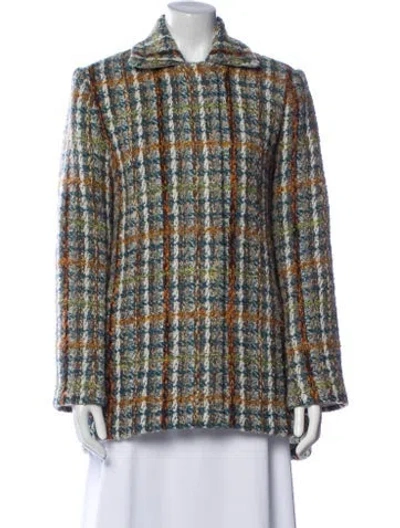 Pre-owned Remain Birger Christensen Wool Plaid Print Blazer In Blue