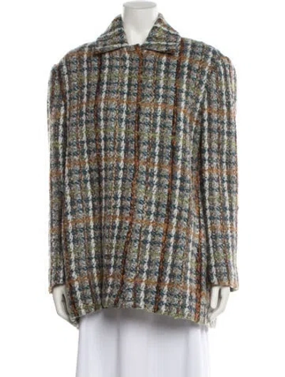 Pre-owned Remain Birger Christensen Wool Plaid Print Coat In Blue