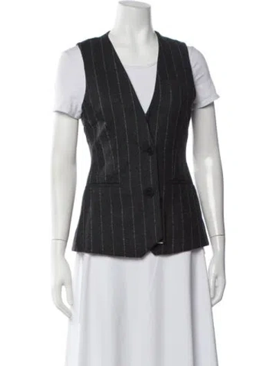 Pre-owned Remain Birger Christensen Wool Striped Vest W/ Tags In Black