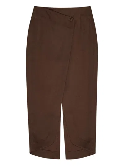 Remain Birger Christensen Wrap Skirt In Brown