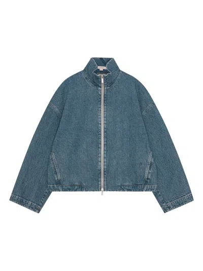 Remain Birger Christensen Zip-front Denim Jacket In Blue