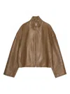 Remain Birger Christensen Zip-front Lambskin Leather Jacket In Burgundy