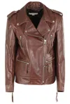 Remain Birger Christensen Biker Leather Jacket In Bordeaux