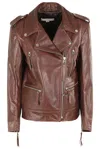 Remain Birger Christensen Biker Leather Jacket In Deep Mahogany