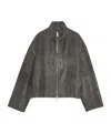 Remain Birger Christensen Zippered Long-sleeve Leather Jacket In Gray