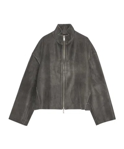 REMAIN BIRGER CHRISTENSEN ZIPPERED LONG-SLEEVE LEATHER JACKET