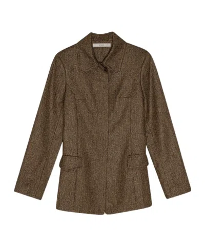 Remain Birger Christensen Herringbone Wool Suit Coat In Green