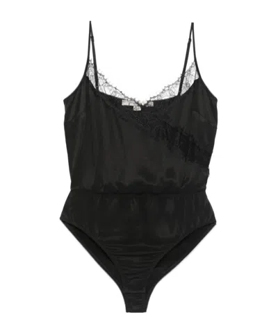 Remain Birger Christensen Lace-panel Bodysuit In Black