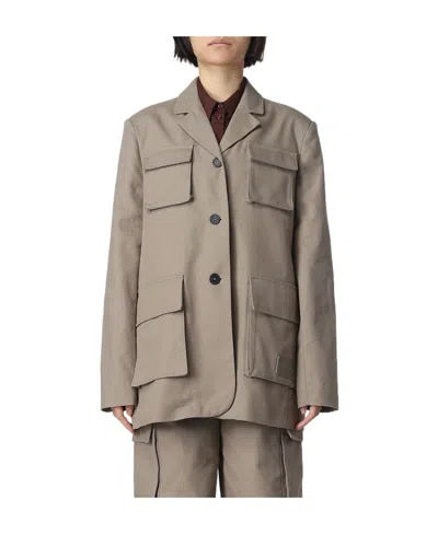 Remain Birger Christensen Lapel Long-sleeved Casual Jacket In Nude