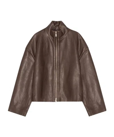 Remain Birger Christensen Leather Jacket In Brown