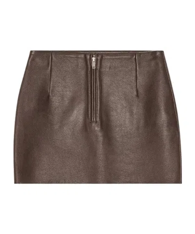 Remain Birger Christensen Leather Mini Skirt In Brown