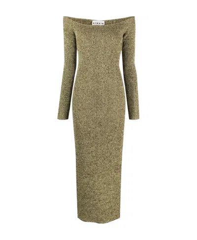 Remain Birger Long-sleeved Knitted Dress In Green