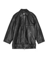 Remain Birger Christensen Black Oversize Leather Jacket In Black