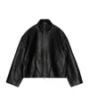 Remain Birger Christensen Long-sleeved Leather Jacket In Black