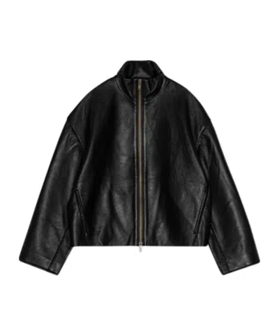 Remain Birger Christensen Long-sleeved Leather Jacket In Black