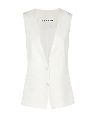 Remain Birger Christensen Masja Egret Breasted Western-style Vest In White