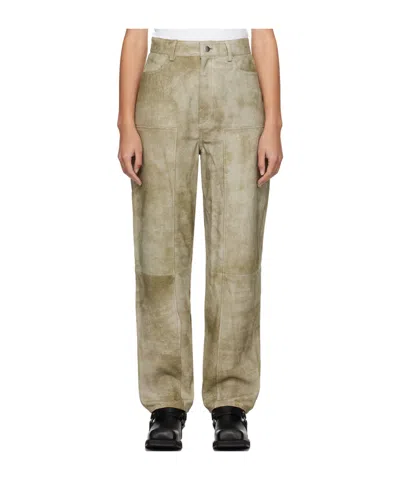 Remain Birger Christensen Relaxed-fit Leather Casual Pants In Green