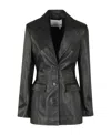 Remain Birger Christensen Single-breasted Long-sleeved Leather Jacket In Black