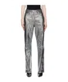 Remain Birger Christensen Striped Straight-leg Leather Trousers In Gray