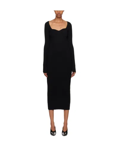 Remain Birger Sweetheart-neck Knitted Midi Dress In Black