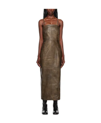 Remain Birger Christensen Thin Shoulder Strap Dress In Brown