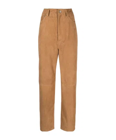 Remain Birger Christensen Waistband Loop Casual Pants In Brown