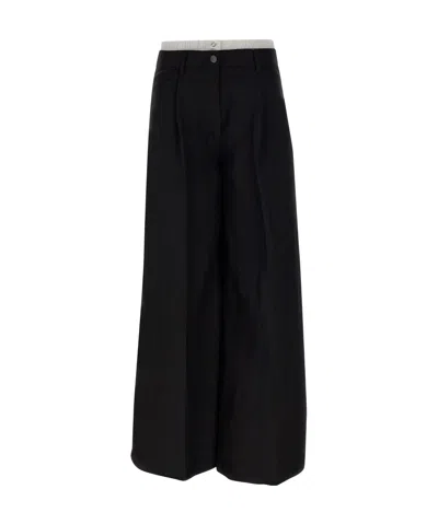 Remain Birger Christensen Wide-leg Button Casual Pants In Black