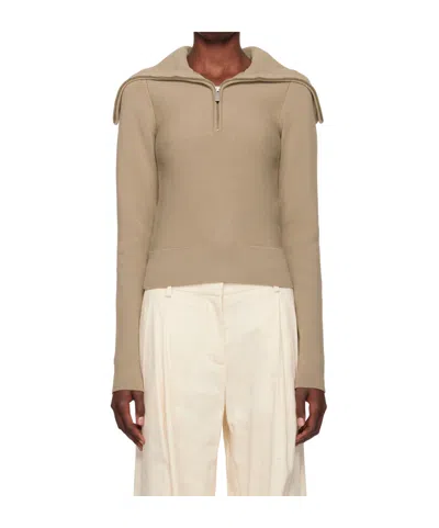 Remain Birger Christensen Zip-collar Long-sleeved Sweater In Nude