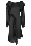 Remain Birger Christensen Remain Black Light Satin Draped Dress In Black