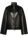 Remain Birger Christensen Bonded Leather Jacket In 黑色