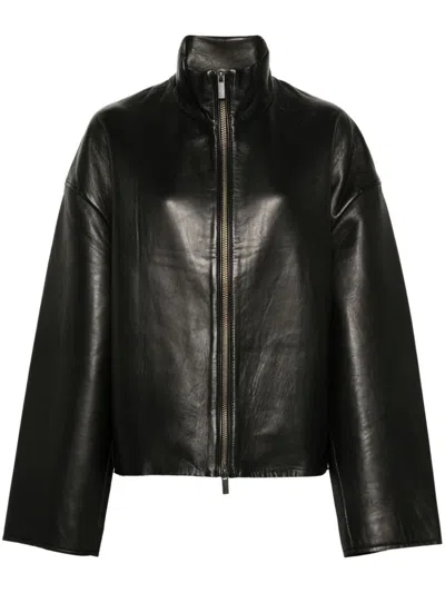 Remain Birger Christensen Bonded Leather Jacket In Black