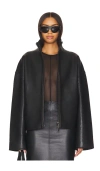 Remain Birger Christensen Bonded Leather Jacket In 黑色