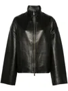 Remain Birger Christensen Bonded Leather Jacket In Black  