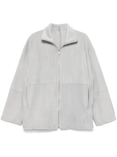 Remain Birger Christensen Bonded Leather Jacket In Grey