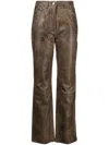 REMAIN BROWN STRAIGHT-LEG LEATHER TROUSERS