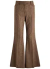 Remain Birger Christensen Remain By Birger Christensen Herringbone Flared-leg Wool Trousers In Khaki