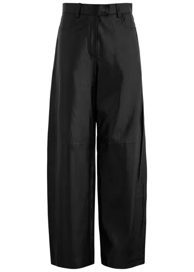 Remain Birger Christensen Remain By Birger Christensen Wide-leg Leather Trousers In Black