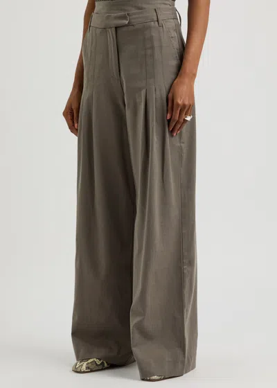 Remain Birger Christensen Remain By Birger Christensen Wide-leg Twill Trousers In Grey