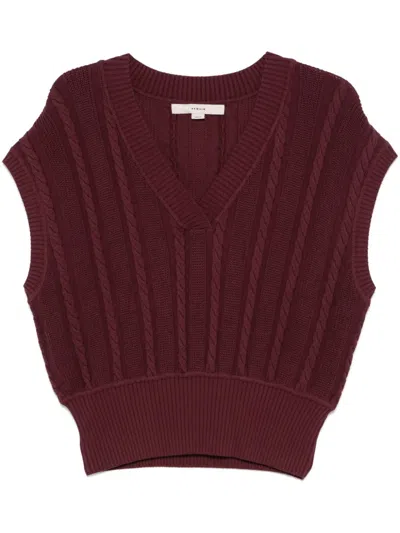 Remain Cable Knit Vest In Bordeaux