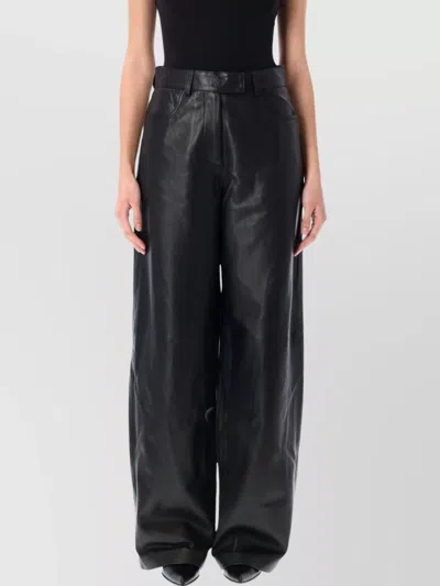 Remain Birger Christensen Cocoon Leather Pant Wide Leg In Black