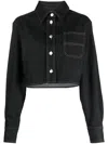 Remain Birger Christensen Boxy Cropped Raw Denim Jacket In Schwarz