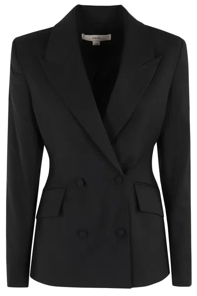REMAIN BIRGER CHRISTENSEN DOUBLE-BREASTED BLACK FITTED BLAZER