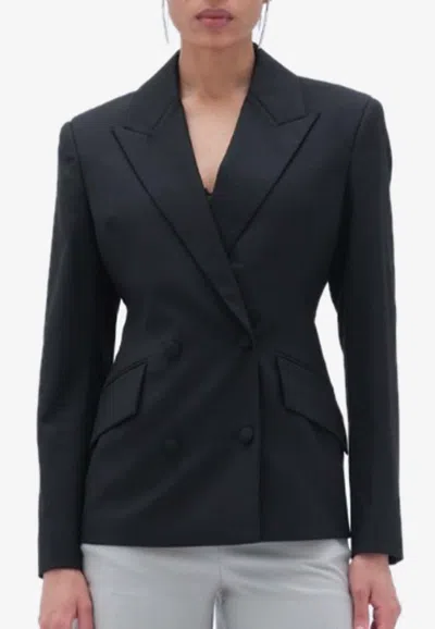 Remain Birger Christensen Double-breasted Fitted Blazer In Black