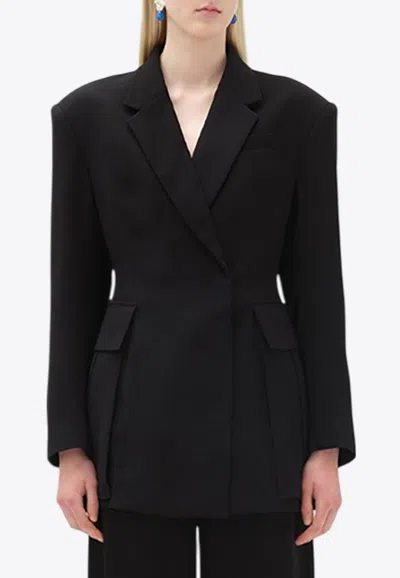 Remain Birger Christensen Double-breasted Fitted Blazer In Black