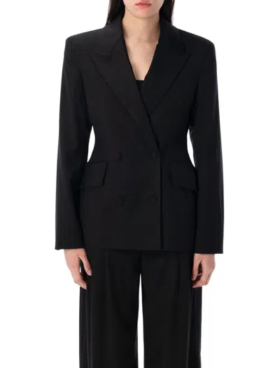 Remain Birger Christensen Remain Double-breasted Fitted Blazer With Tailored Silhouette In Black