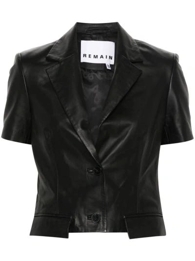 Remain Cropped Leather Jacket In Black  